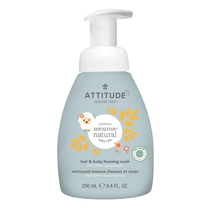 ATTITUDE 2-in-1 Natural Hair and Body Foaming Wash Baby, Fragrance Free, 8.4 Fluid Ounce (ATT-606... | Amazon (US)
