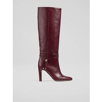 Loretta Burgundy Leather Knee Boots, Burgandy | L.K. Bennett (UK)
