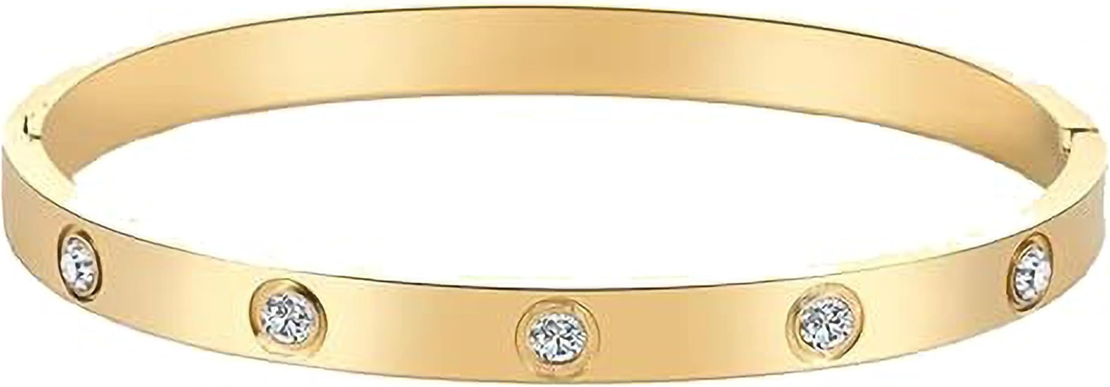VPKJewelry Stainless Steel Present for Girls Womens Teen Jewelry Oval Bracelet Bangle Birthday gi... | Amazon (US)