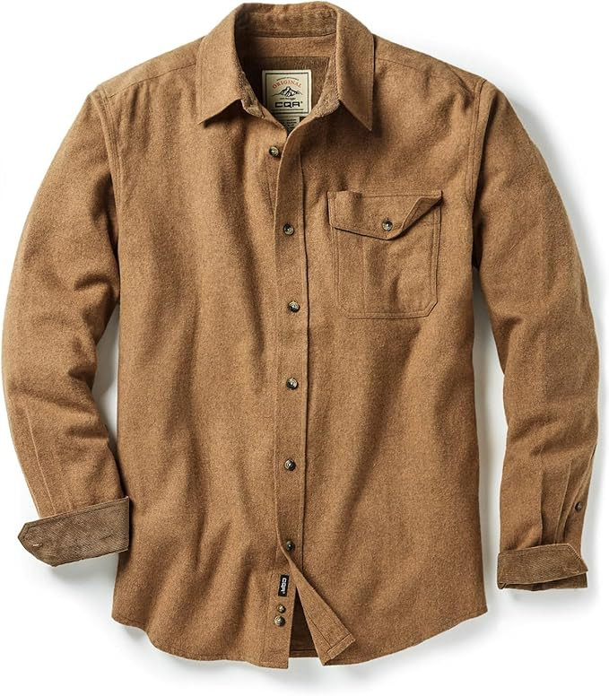 CQR Men's All Cotton Flannel Shirt, Long Sleeve Casual Button Up Plaid Shirt, Brushed Soft Outdoo... | Amazon (US)