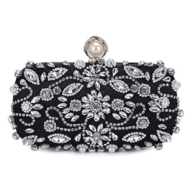 UBORSE Women Noble Crystal Beaded Evening Bag Wedding Clutch Purse | Amazon (US)