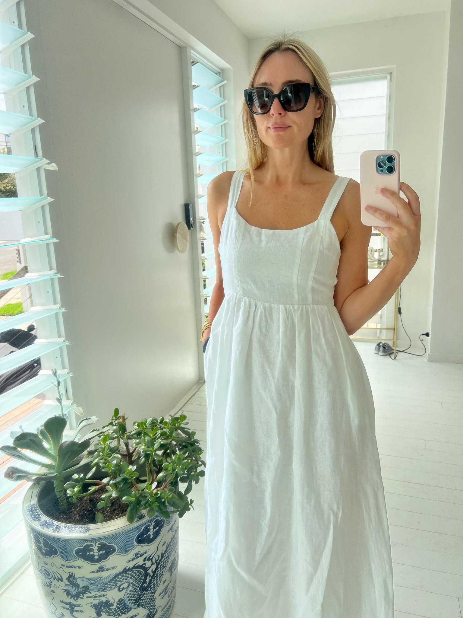 spencer white linen midi dress CannaCampbellofficial on LTK