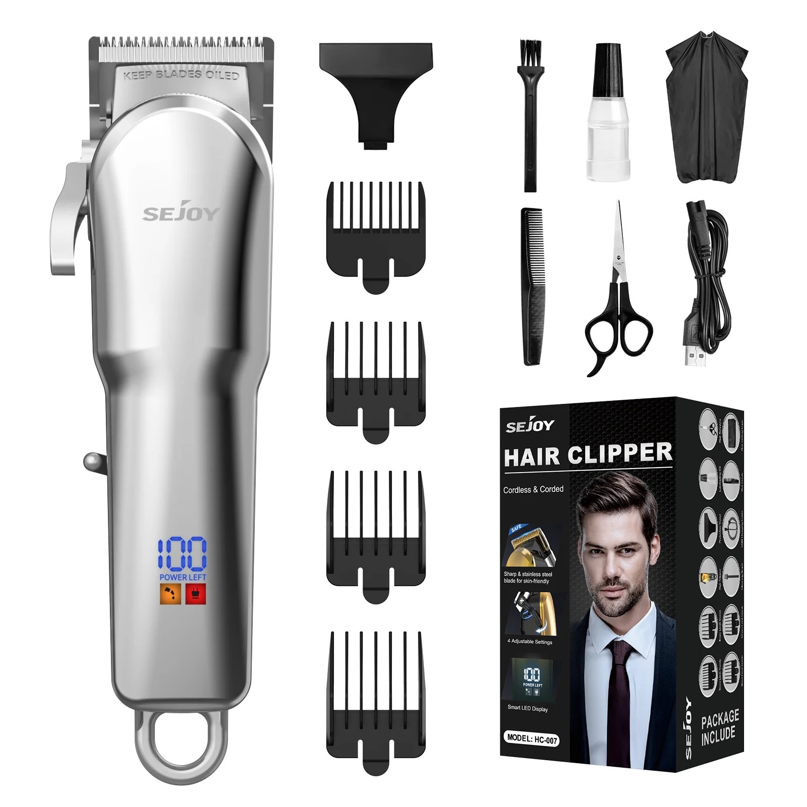 Sejoy Hair Clippers for Men, Professional Hair Trimmer, Cordless Barber Hair Grooming Kit, Beard ... | Walmart (US)