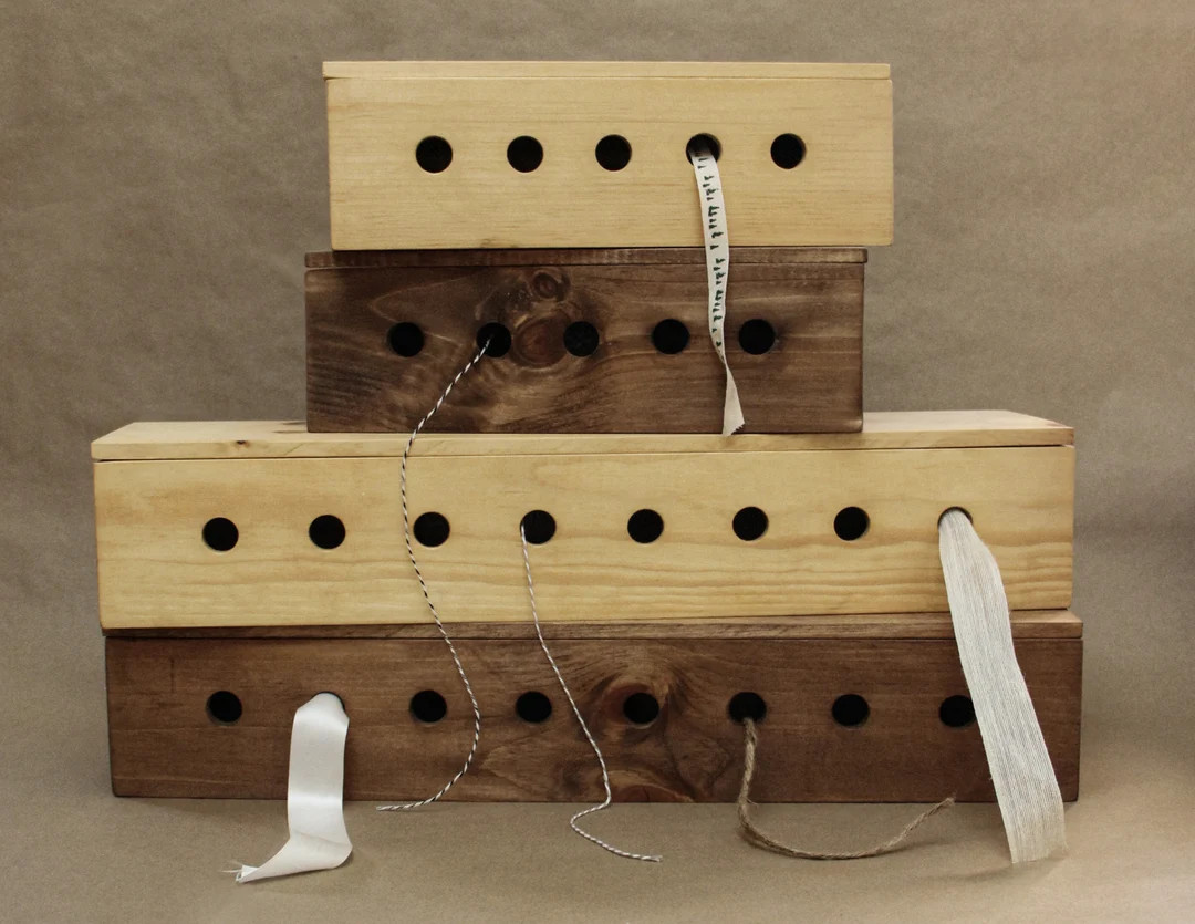 Ribbon Organizer Box Rustic Wooden Two Sizes Two Colours - Etsy Canada | Etsy (CAD)