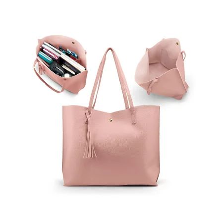 Women Tote Bag Tassels Leather Shoulder Handbags Fashion Ladies Purses Satchel Messenger Bags - Pink | Walmart (US)