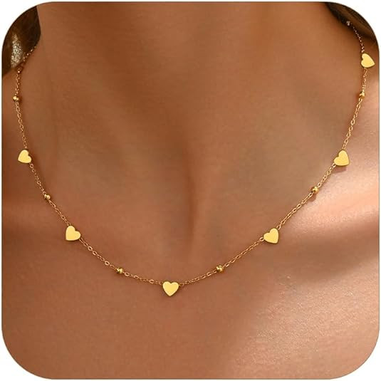 Gold Chain Necklace for Women 18K Gold Plated Dainty Star Cross Heart Cuabn Choker Chains Stainle... | Amazon (US)