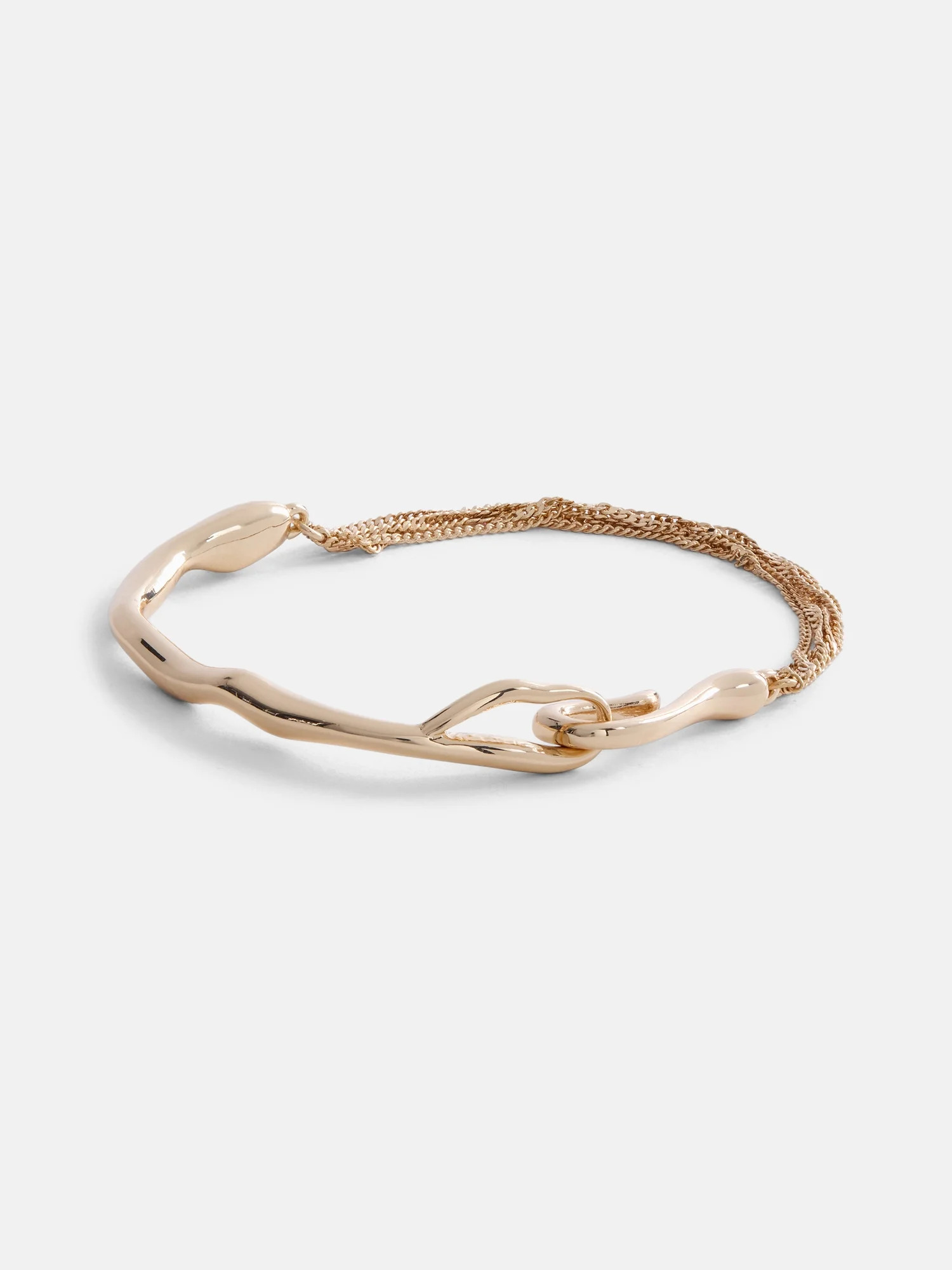 Scenario Women s Gold-Tone Chain Bracelet with Sculpted Bar | Walmart (US)