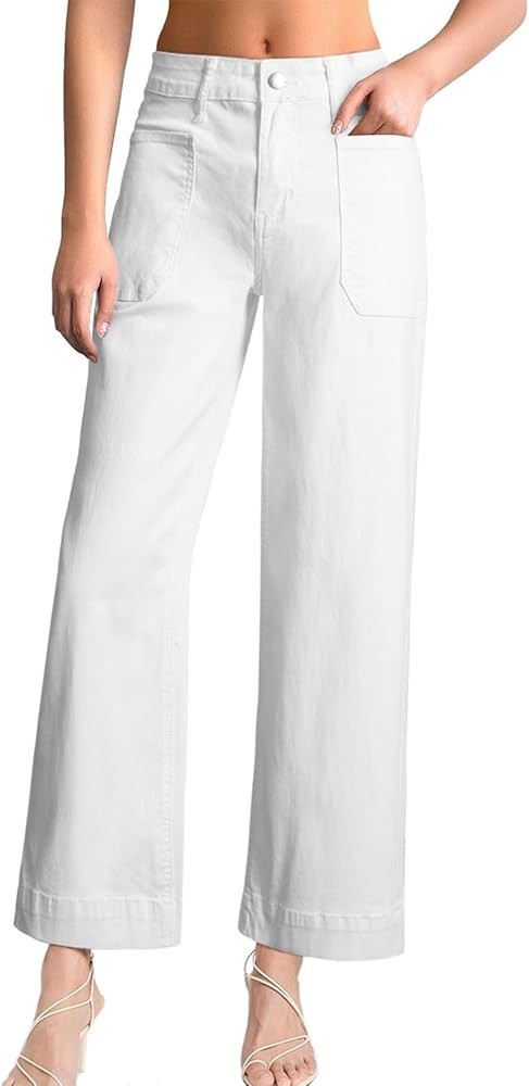 EVALESS Womens Wide Leg Jeans High Waisted Stretchy Loose Denim Pants | Amazon (US)