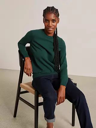 John Lewis & Partners Slim Fit Crew Neck Sweater, Green | John Lewis (UK)