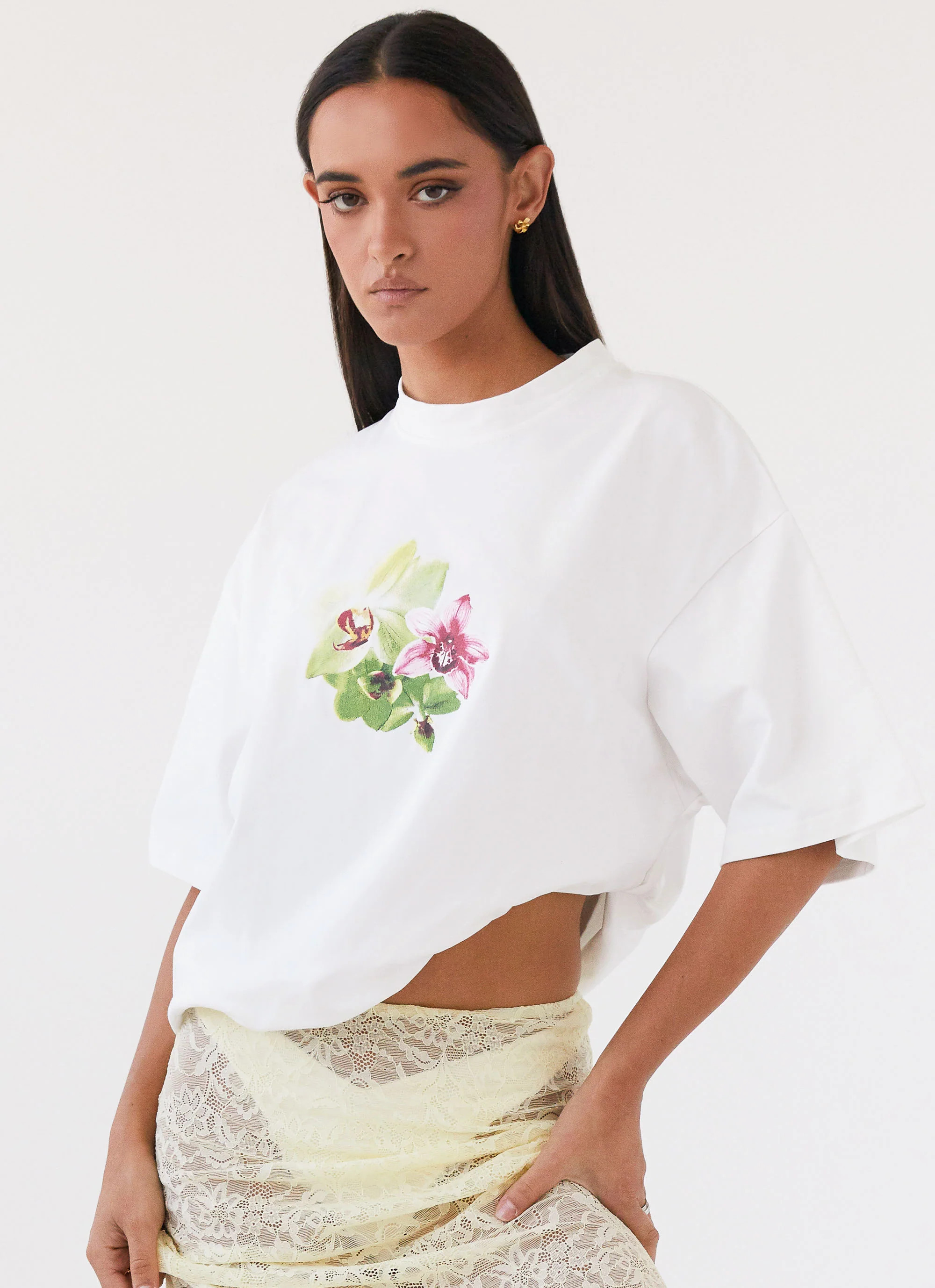 Lillies Oversized Tee - White | Peppermayo (Global)