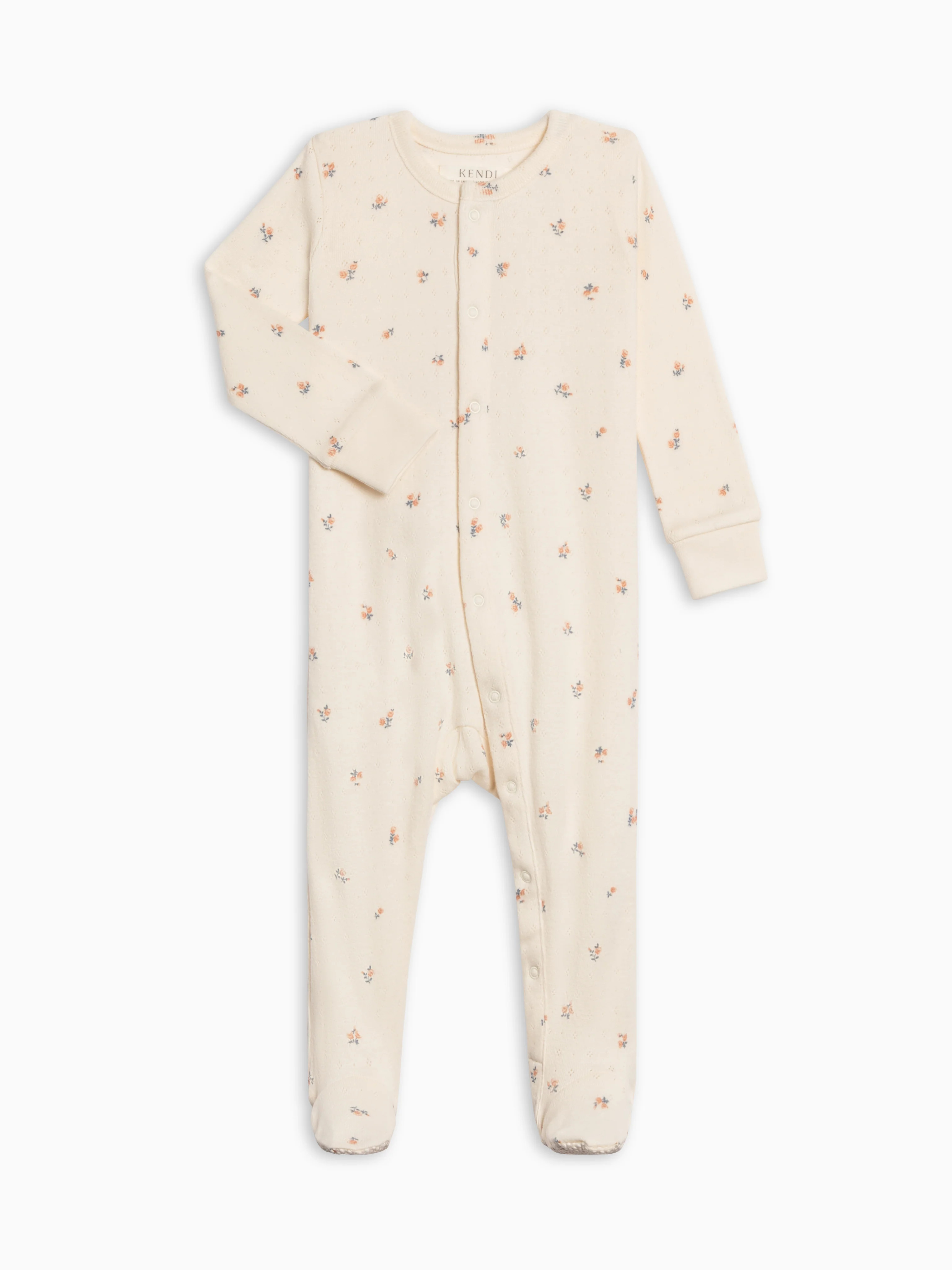 Skylar Pointelle Sleeper - Maris Floral / Ivory + Sea | Colored Organics