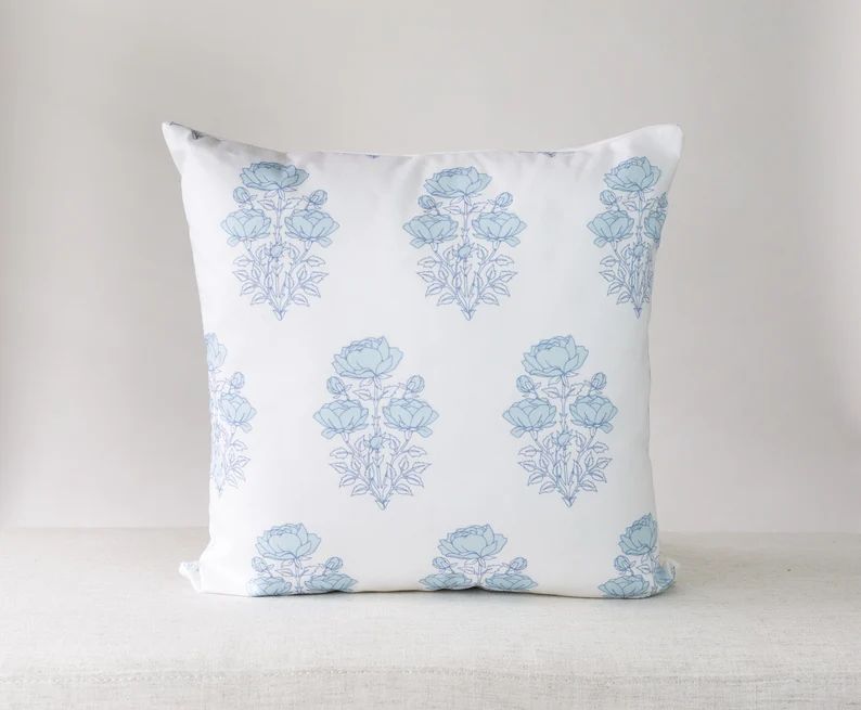 Blue and White Floral Pillow Floral Pillow Blue Pillow | Etsy | Etsy (US)