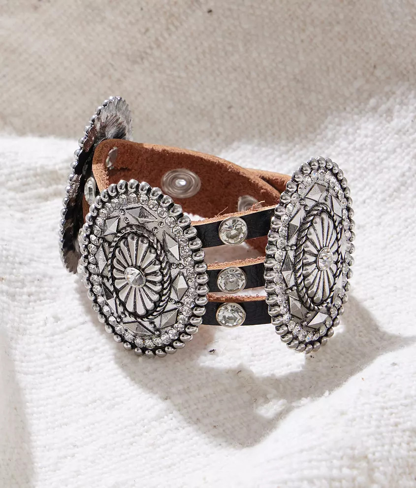 Western Glitz Leather Bracelet | Buckle