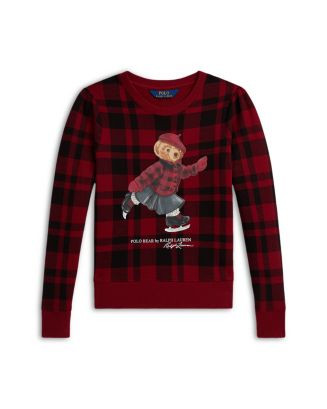 Ralph Lauren Girls' Plaid Polo Bear Fleece Sweatshirt - Big Kid, Little Kid  | Bloomingdale's Kid... | Bloomingdale's (US)