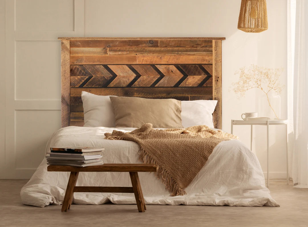Chevron Headboard Made From Reclaimed Wood Wall Mounted - Etsy | Etsy (US)