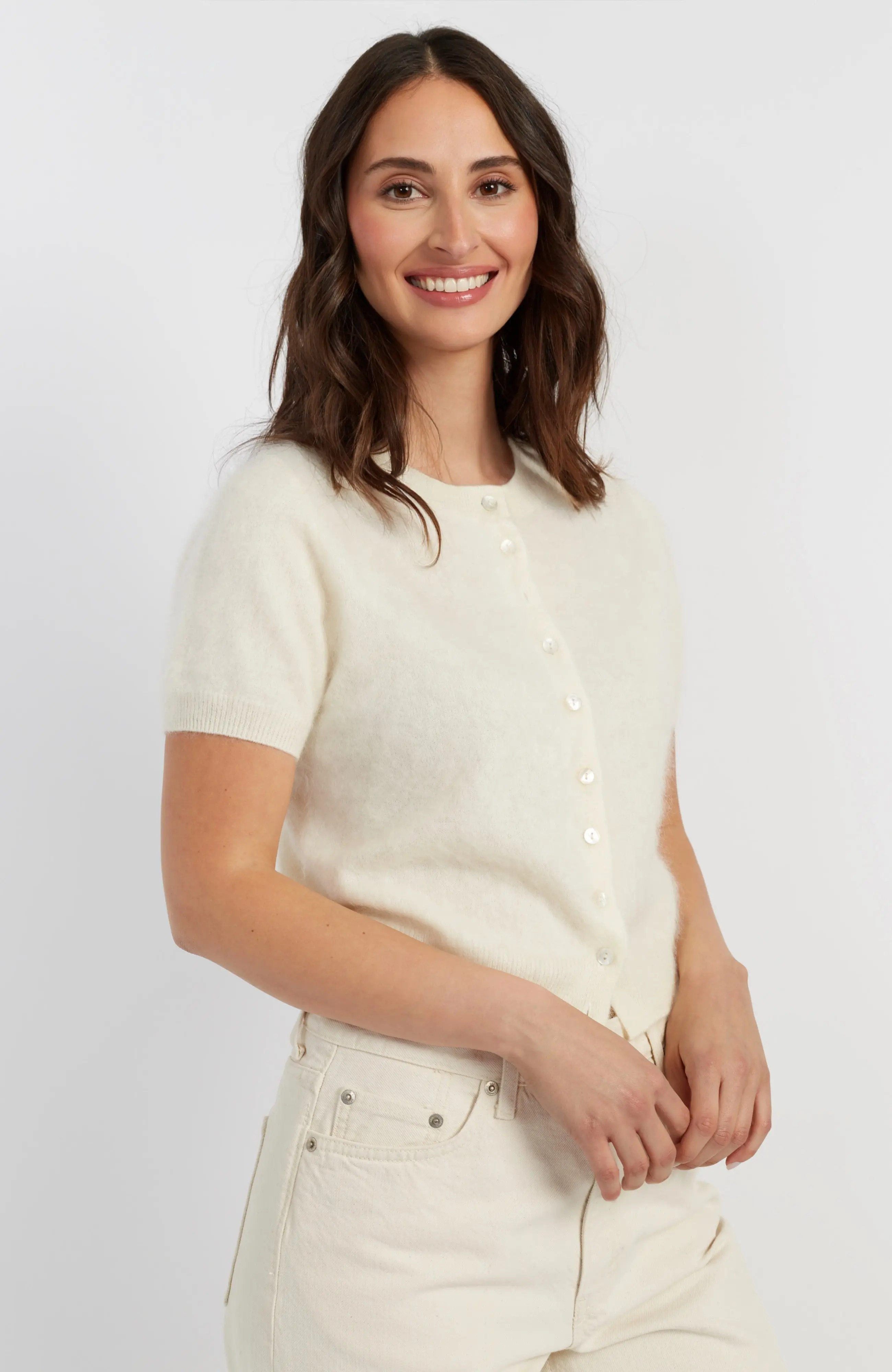 Chinti & Parker Brushed Cashmere Button-Front Knit Tee (Women) | Nordstrom | Nordstrom