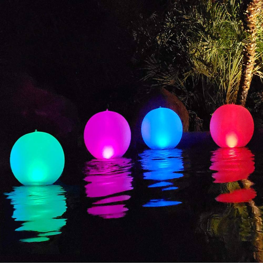 Rukars Floating Ball Pool Light Solar Powered 4 PCS, 14 Inch Inflatable Hangable IP68 Waterproof ... | Amazon (US)