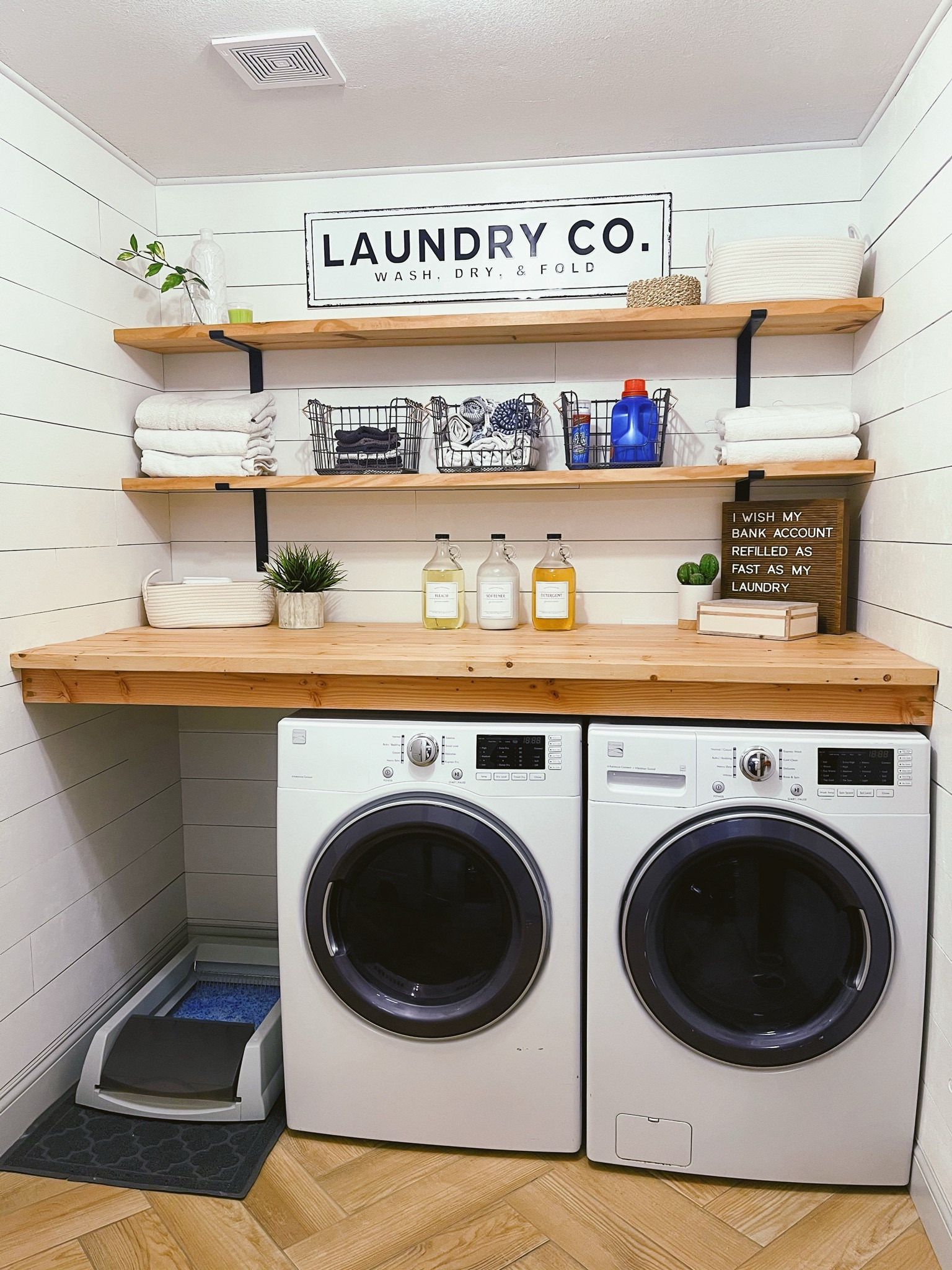 Laundry room styling! 

Farmhouse laundry room decor, laundry room organization, open shelving decor, open shelving, decor boxes, boho light, white decor, modern farmhouse decor, laundry detergent bottles, cats, laundry room

#LTKhome #LTKfindsunder100 #LTKsalealert