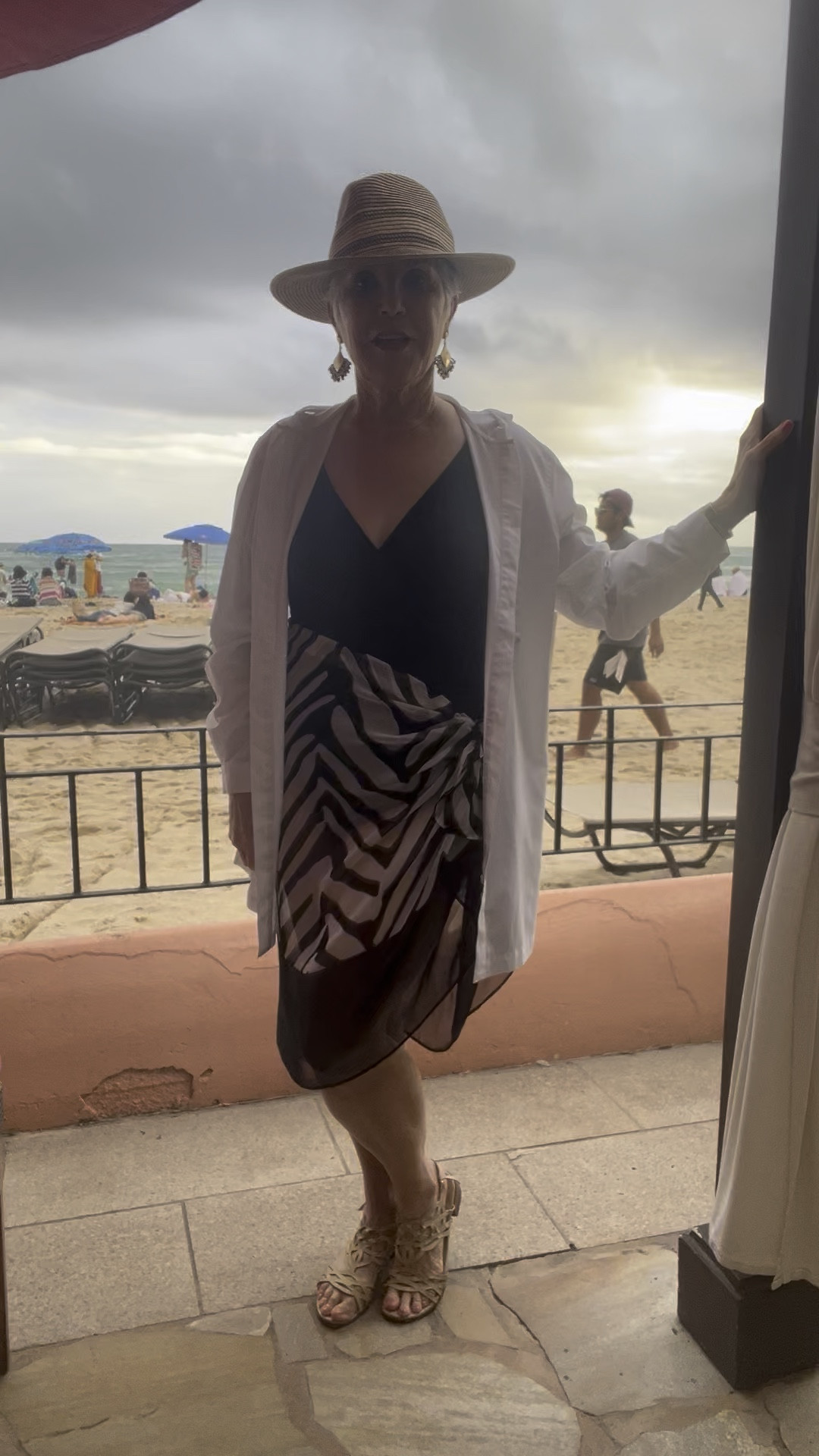 Do you HATE having to figure out how to look cute at the pool or beach 🏖️ on vacation? This post is for you!
I just returned from 13 days in Hawaii. Here’s a fun blog post with all kinds of tips: Tropical Vacation Outfits - Dr. Julie's Fun Life
Here I’m wearing a black Miraclesuit one piece that is so flattering to my middle age tummy. I added a very easy-to-pack fedora, black and white earrings, a black and white sarong, and nude sandals. My white hooded coverup is great to cover up your arms especially if you’re going for a beach 🏖️ walk. 

#LTKFindsUnder50 #LTKSwim #LTKWatchNow