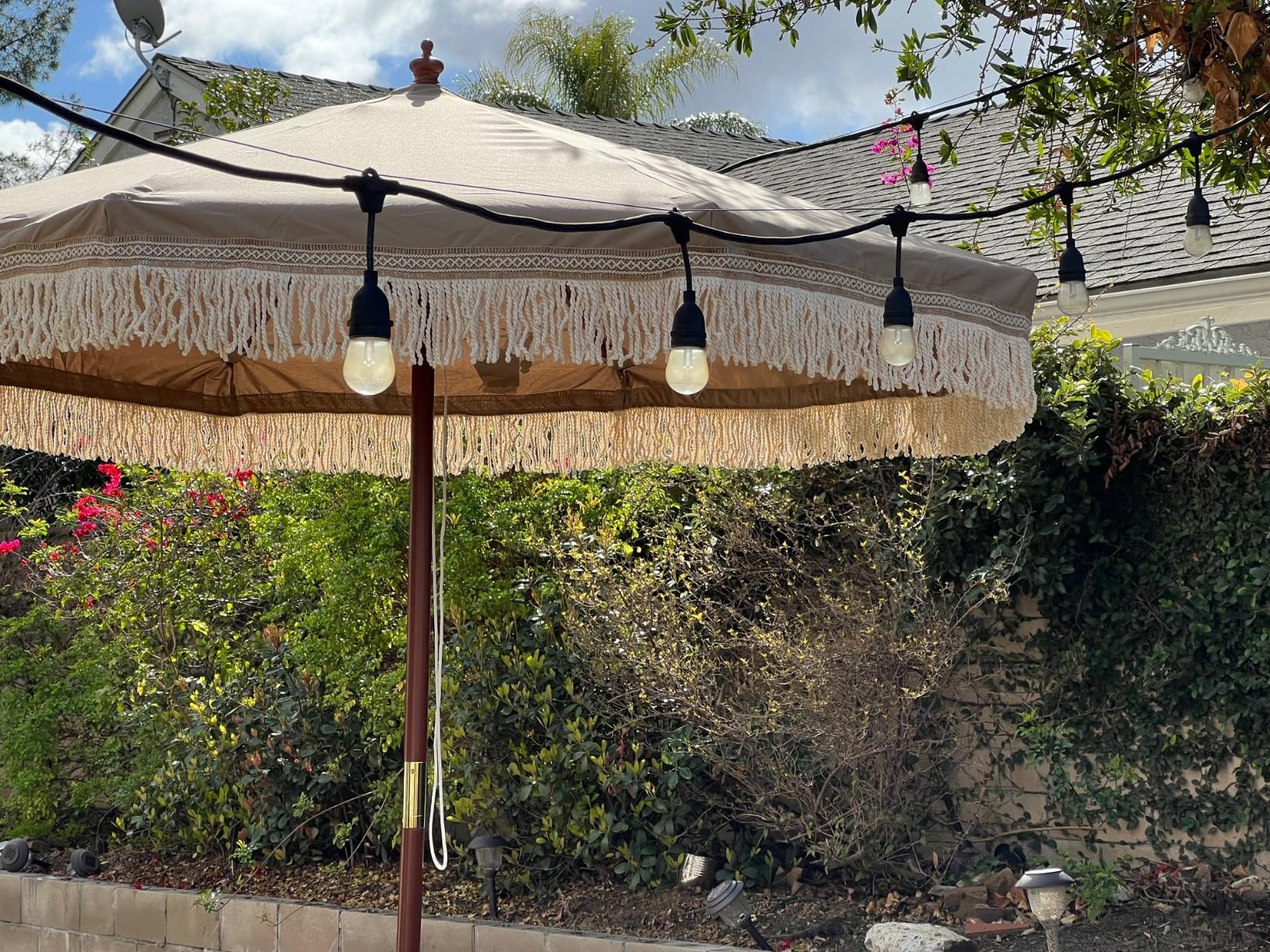 7' Patio Beige Umbrella with Tassels UPF50+ Boho Style 5-Year-Non-Fading for Outdoor,Model:BH7W-0... | Amazon (US)