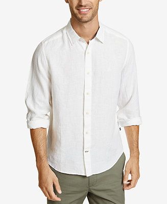 Men's Classic-Fit Solid Linen Shirt | Macys (US)