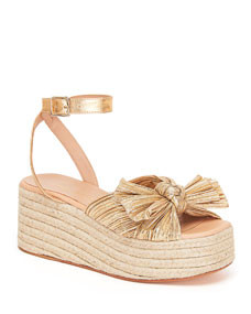 Pleated Knot Espadrilles Gold | Bergdorf Goodman