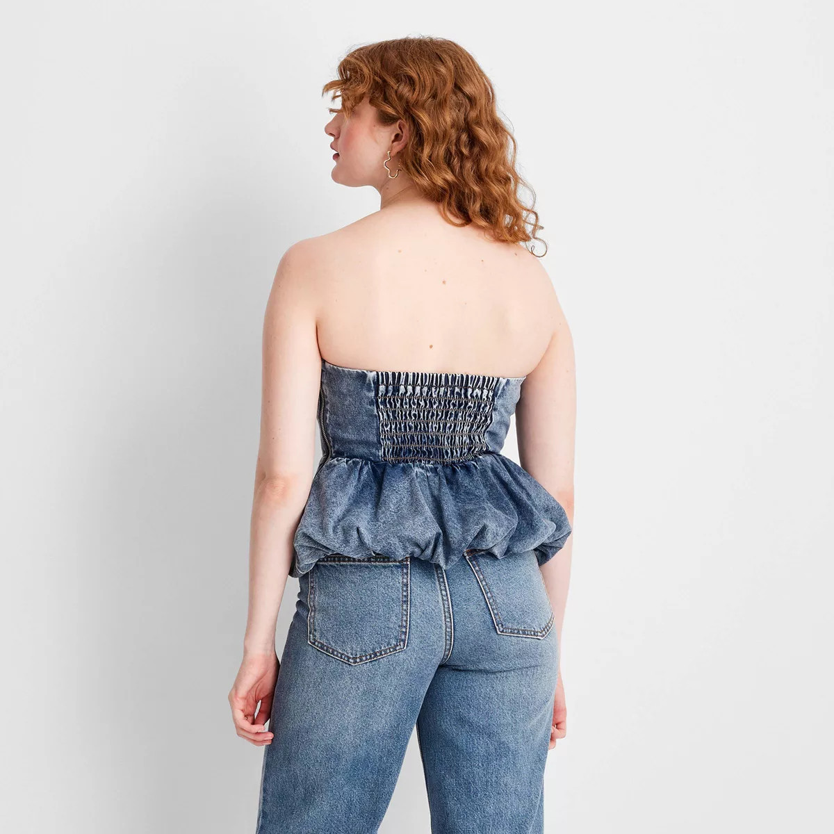 Women's Peplum Denim Top - Future Collective Medium Wash | Target