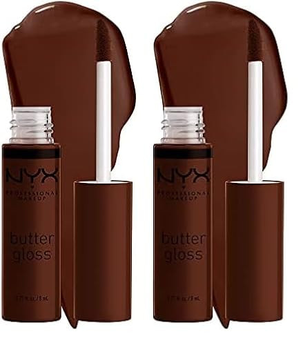 NYX PROFESSIONAL MAKEUP Butter Gloss Brown Sugar, Non-Sticky Lip Gloss - Lava Cake (Rich Brown) (Pack of 2) | Amazon (US)