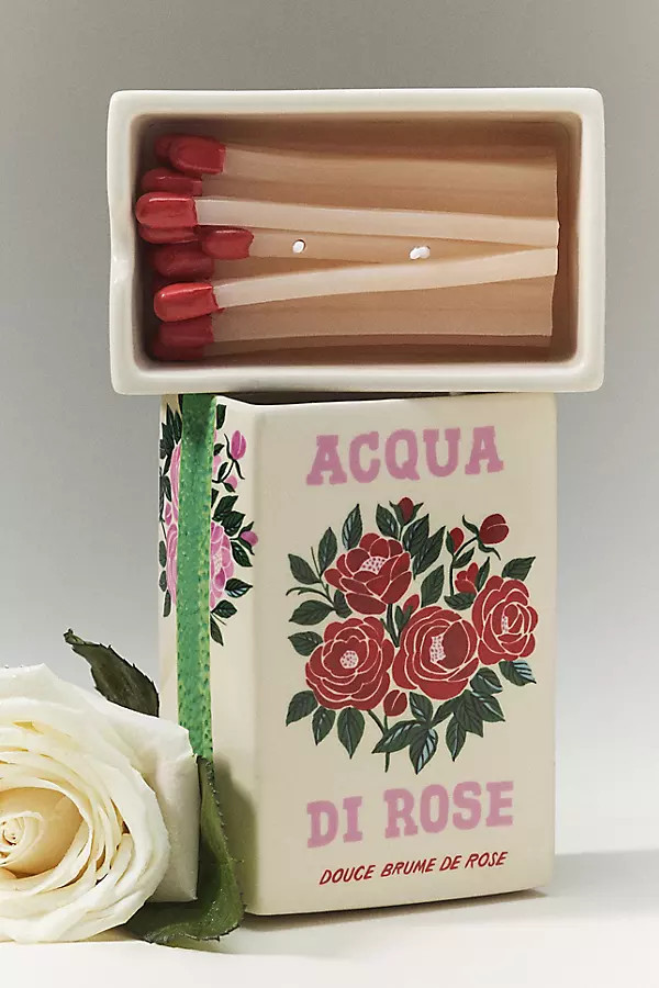 Matchbox Floral Salted Woods & Rose Ceramic Candle | Anthropologie (US)
