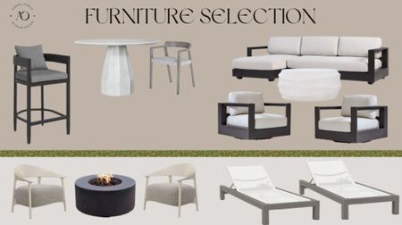 Modern outdoor patio. Aluminum metal furniture. Pool side. Summer. Spring. Luxury. West elm furniture. White coffee table. Round dining table. Wooden dining chairs. Fire pit. Lounge chairs. Chaise lounge tanning chairs. Wayfair, Home Depot, west elm

#LTKSeasonal #LTKhome #LTKswim
