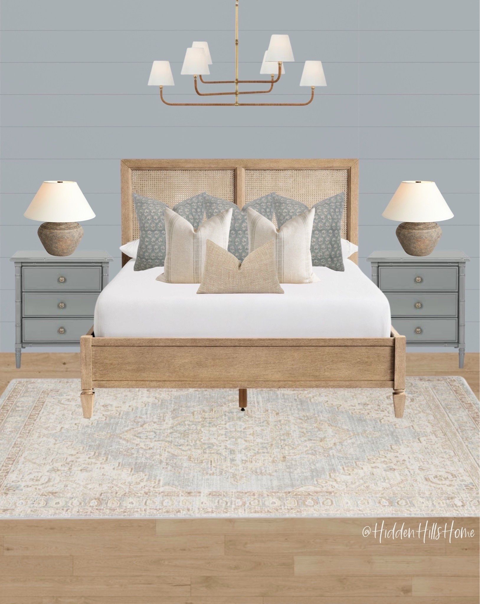 Bedroom decor mood board, coastal bedroom design, master bedroom Inspo, bedroom ideas #bedroom
Wall color is SW Let it Rain 

#LTKSaleAlert #LTKHome