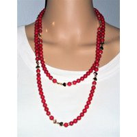 Long Red Necklace With Golden Hearts, Long Woman Beaded Shell Pearl Necklace, Jewelry, Gift For Woman, Gifts Necklaces Under 30 | Etsy (US)