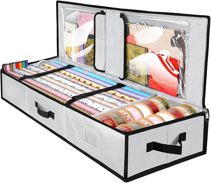 BALEINE Wrapping Paper Storage Organizer, 40" Durable 600D Oxford Fabric Gift Wrap Storage Bag wi... | Amazon (US)
