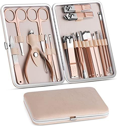 Vabogu Manicure Set, Pedicure Kit, Nail Clippers, Professional Grooming Kit, Nail Tools 18 In 1 w... | Amazon (US)