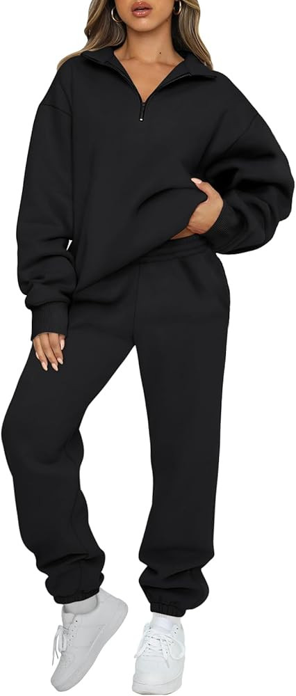 AUTOMET Women's Sweatsuits 2 Piece Outfits Lounge Sets Long Sleeve Half Zip Pullover and Baggy Sw... | Amazon (US)