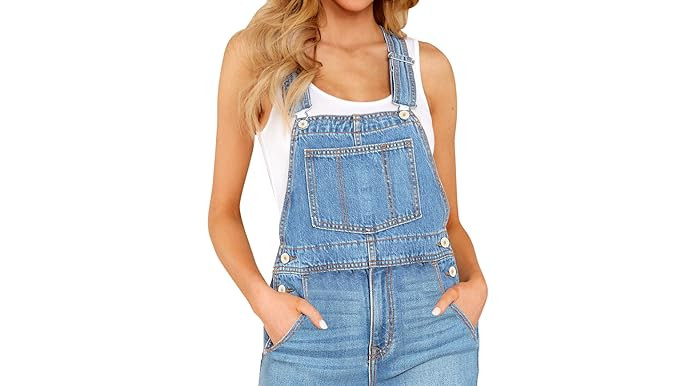 Vetinee Womens Classic Adjustable Straps Pockets Denim Bib Overalls Jeans Pants | Amazon (US)