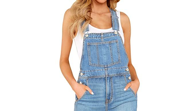 Vetinee Womens Classic Adjustable Straps Pockets Denim Bib Overalls Jeans Pants | Amazon (US)