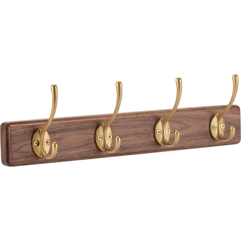 Muso Wood Coat Rack Wall Mounted Wooden Hat Rack and Coat Hanger Wall Coat Rack with 4 Black Hook... | Walmart (US)