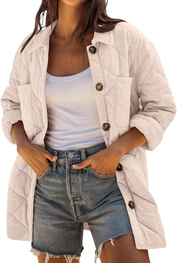 Danedvi Womens Casual Lapel Collared Lightweight Quilted Jackets Fall Winter Warm Loose Puffer Ou... | Amazon (US)