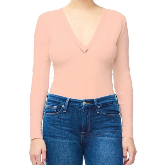 Good American The Low Down Shaped Bodysuit in Blush Pink. Size 1 (Small) | Poshmark