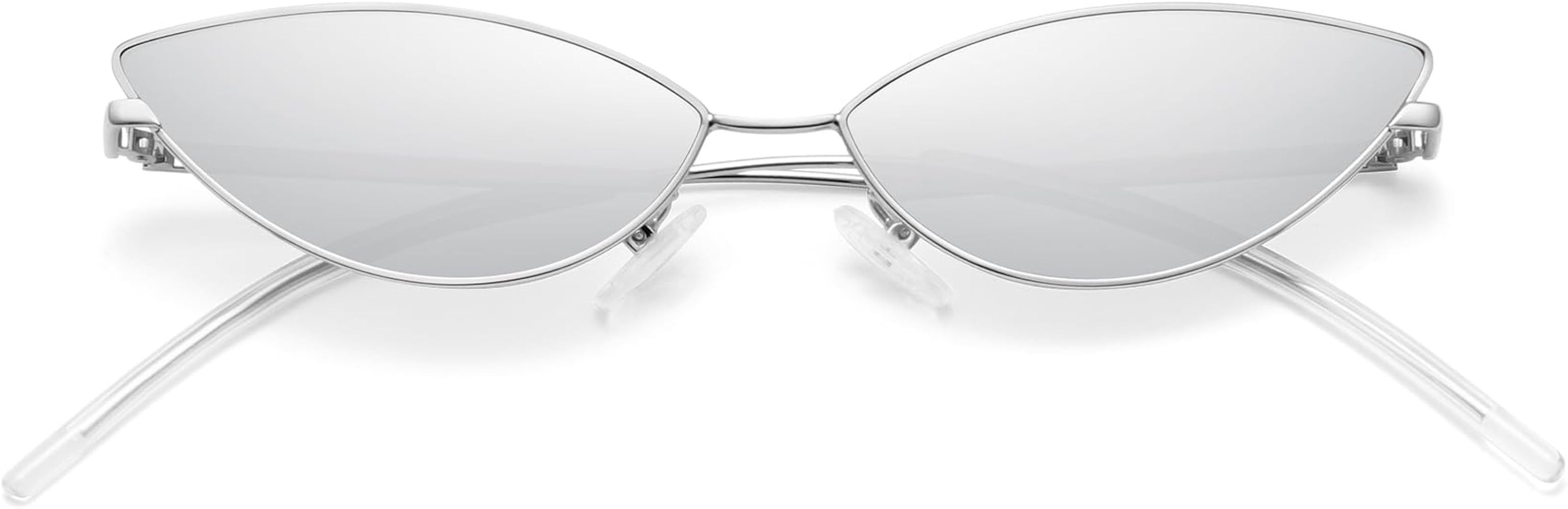 MEETSUN Retro Vintage Cat Eye Sunglasses For Women Men Narrow Small Oval Glasses Petals Shape Cur... | Amazon (US)