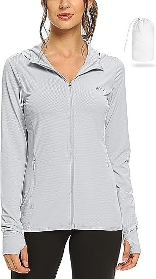 Women's UPF 50+ Sun Protection Hoodie Jacket Long Sleeve Sun Cooling Shirt Full Zip Hiking Outdoo... | Amazon (US)