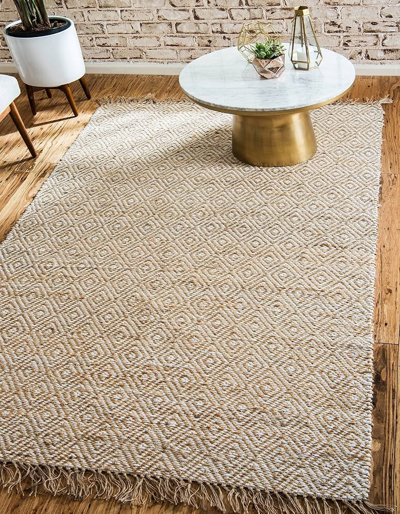 Unique Loom Braided Jute Collection Area Rug - Assam (8' x 10' Rectangle, Natural/ Ivory) | Amazon (US)