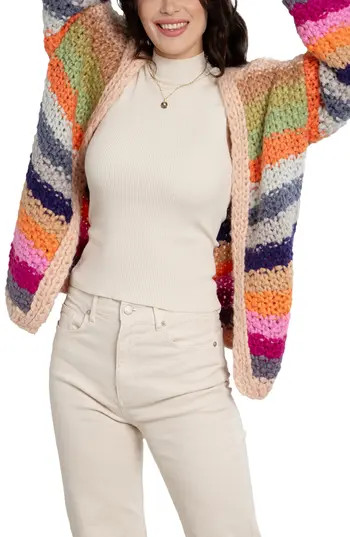 SAACHI Mayflower Stripe Crochet Cardigan in Beige Multi at Nordstrom Rack | Nordstrom Rack