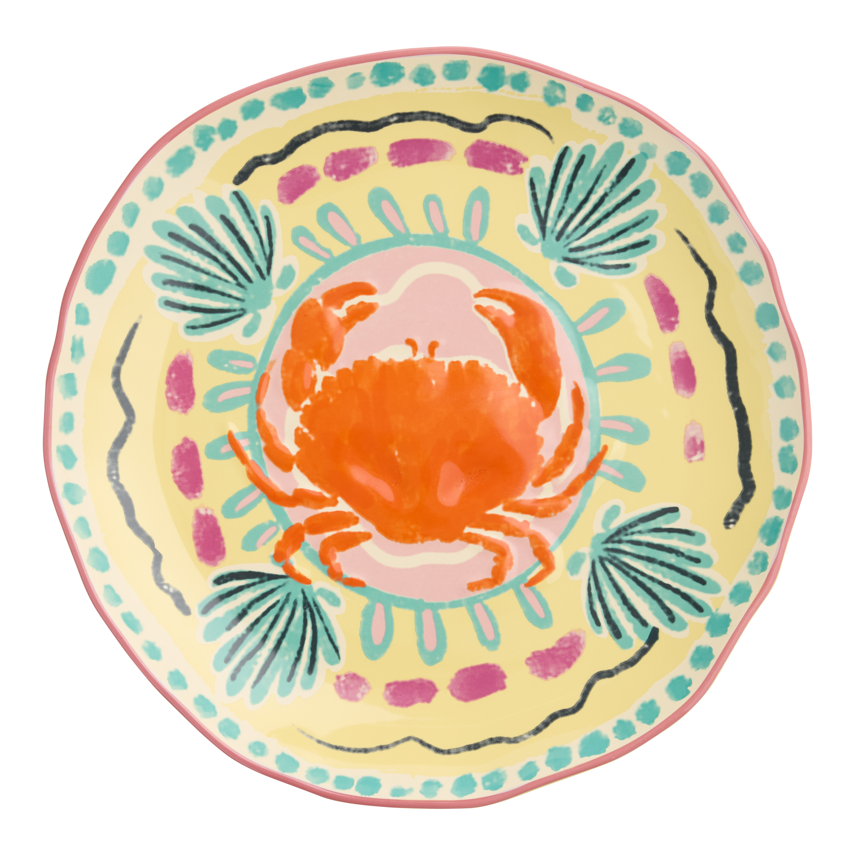 Round Yellow and Purple Crab Abstract Geo Serving Platter | World Market