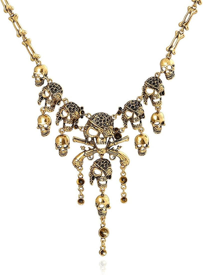 LZHLQ Jewelry Fashion Multi-Level Pirate Skull Tassel Charm Necklace Collar Bib for Women Horror ... | Amazon (US)