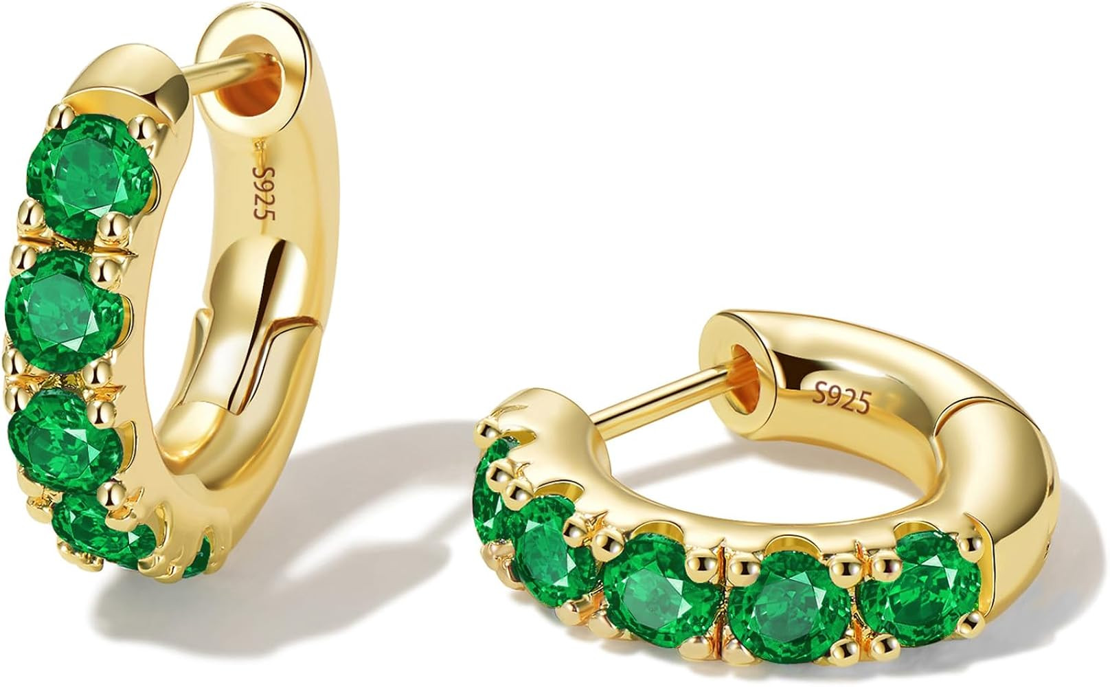 14k Gold Plated Chunky Huggies Earring for Women with Sterling Silver Post,Trendy Gold Pearl Earr... | Amazon (US)