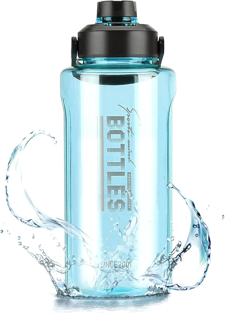 Half Gallon/64oz Water Bottle With Handle, 2L Leak proof BPA Free Fitness Sports Water Jug, Ensur... | Amazon (US)