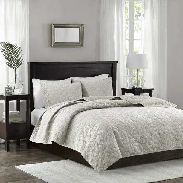 Home Essence Mercer Faux Velvet Reversible 3 Piece Coverlet Set, Full/Queen, Ivory - Walmart.com | Walmart (US)