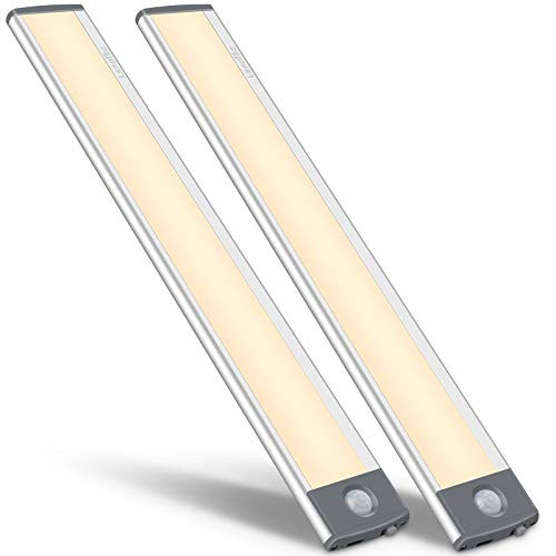 54-LED Motion Sensor Cabinet Light,Under Counter Closet Wireless USB Rechargeable Kitchen Night Lights,Battery Powered for Wardrobe,Cabinet,Cupboard（Warm Light）-2Pack | Amazon (US)